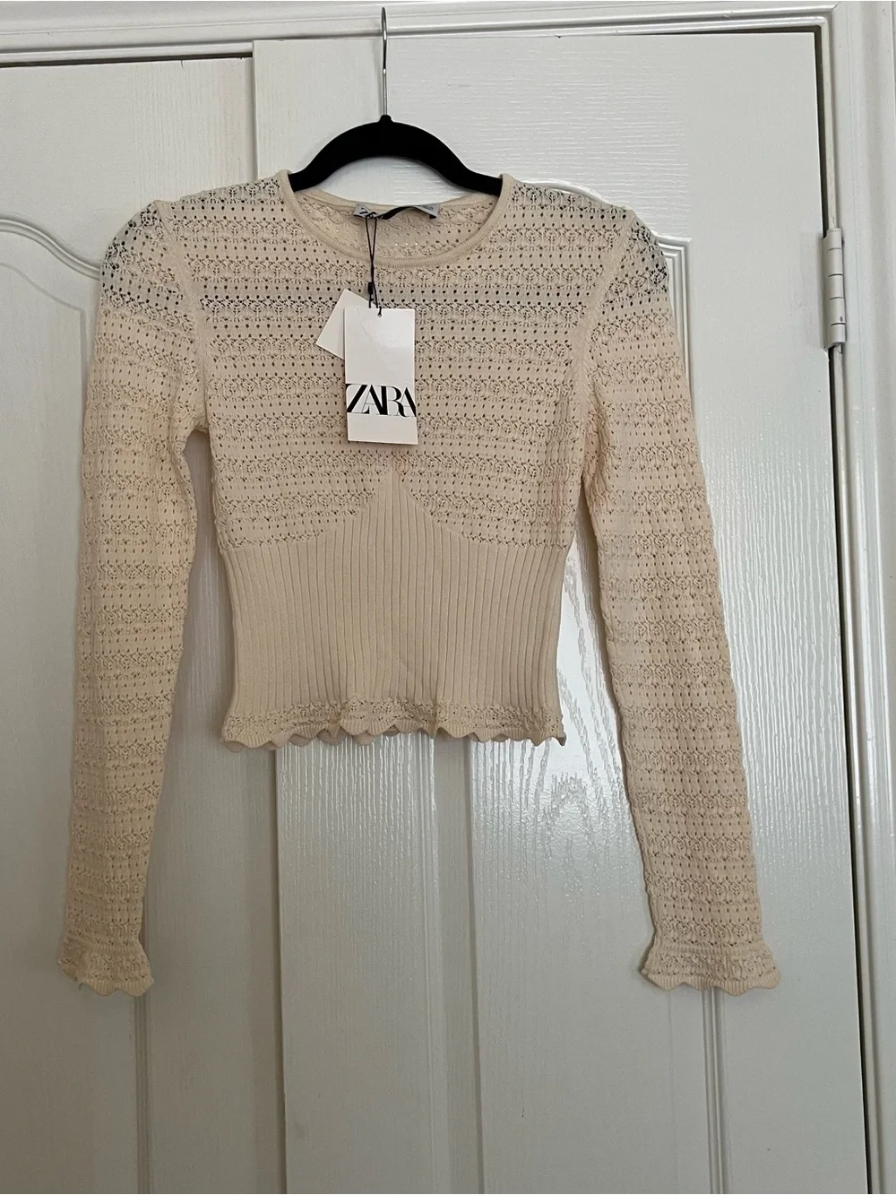 Zara cream pointelle sweater